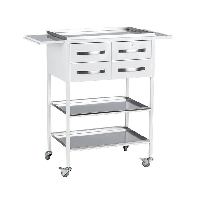 СПА-4 - столик передвижной инструментальный, 4 выдвижных ящика, столешница и полка из металла (735х425х905 мм) | Виталия (Россия)